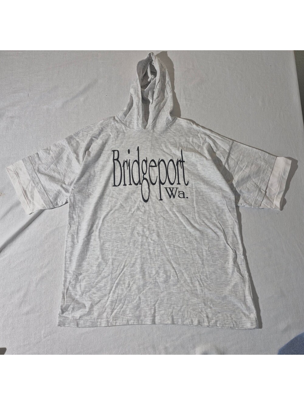 White Bridgeport Washington L Large lightweight hooded T-shirt sweater